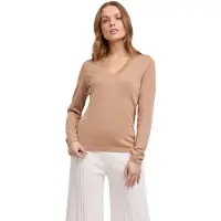 Falke Pure Merino Wool Damen Pullover, L, Braun, Uni, Schurwolle