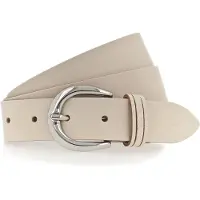 Tamaris Ledergürtel "Clara Silver", Damen, Gr. 100, beige, Rindsleder, unifarben, Basic, Gürtel Ledergürtel, mit glänzender silberfarbener Schließe, unifarben, 3 cm breit
