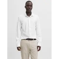 Jack & Jones Langarmhemd "JPRBLAACTIVE STRETCH LS SHIRT LN", Herren, Gr. L (52), N-Gr, weiß, Web, Obermaterial: 75% Polyester, 25% Elasthan, unifarben, slim fit, Hemden Langarmhemd