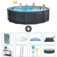 Intex Graphite Panel Pool Rund - 478x124 cm - 7-teilig S534
