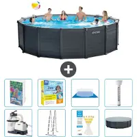 Intex Graphite Panel Pool Rund - 478x124 cm - 7-teilig S532