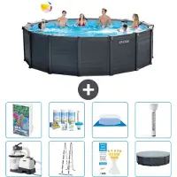 Intex Graphite Panel Pool Rund - 478x124 cm - 7-teilig S574