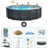 Intex Graphite Panel Pool Rund - 478x124 cm - 7-teilig S545
