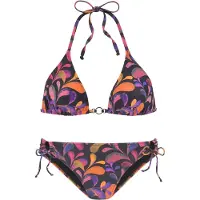 Vivance Triangel-Bikini , Damen, Gr. 36, Cup A/B, schwarz (schwarz bedruckt), Polyamid, bedruckt, Bikini-Sets Triangel-Bikini, mit Zierring