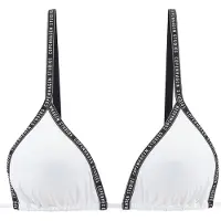 Copenhagen Studios Triangel-Bikini-Top "Cody", Damen, Gr. 40, Cup C/D, weiß, Recycling-Polyamid, Schriftzüge, kontrastfarbene Details, Bikini-Oberteile Triangel-Bikini-Top, mit Markenbranding