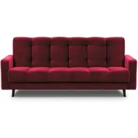 Beautysofa Schlafsofa Nancy BIS Dreisitzer mit Schlaffunktion Bettkasten Polstersofa aus Velours Sofa mit Federkern Holzbeine, Stoff: kronos 02 - kastanienrot
