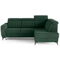 Beautysofa Ecksofa CONNOR II, Dunkelgrün, L-Form - mit Schlaffunktion, Bettkasten & Ottomane rechts