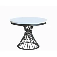 Beautysofa | Runder Ausziehtisch LAURA 100–140 cm – Esstisch rund mit Metallbeinen, moderner Küchentisch für Esszimmer & Küche, Schwarz/Weiß