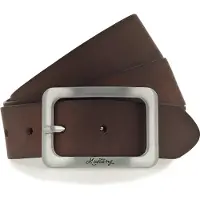 Mustang Ledergürtel "Rachel", Damen, Gr. 85, braun, Rindsleder, unifarben, Basic, Gürtel Ledergürtel, mit eckiger, mattfarbener Schließe, aus Rindsleder, 3,5 cm breit