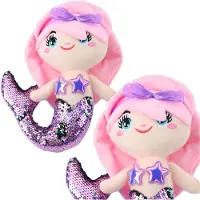 Lean Toys LeanToys Plüsch Meerjungfrau Umarmungen Schwanz In Pailletten Zweifarbig Lila 28Cm