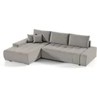 Beautysofa DRACO L Ecksofa mit Schlaffunktion & Bettkasten 267 cm - Schlafsofa, Bettsofa, Couch L-Form, Seitenausführung Links – Grau Velo 624