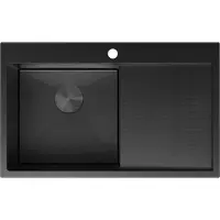 Mexen Exar Edelstahlspüle 1-beckig mit Abtropffläche links 780 x 480 mm, schwarz HC - 6433781010L-70HC