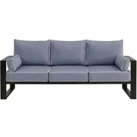 Beautysofa | VERDINO 3-Sitzer Gartensofa Blaugrau – Garten Lounge Sofa mit Metallrahmen, Outdoor Couch wetterfest, SIMAX 42