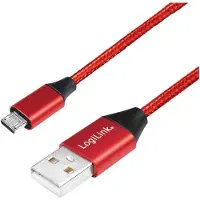 Logilink CU0151, 0,3 m, USB A, Micro-USB B, USB 2.0, Rot