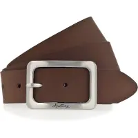 Mustang Ledergürtel "Rachel", Damen, Gr. 95, braun (cognac), Rindsleder, unifarben, Basic, Gürtel Ledergürtel, mit eckiger, mattfarbener Schließe, aus Rindsleder, 3,5 cm breit