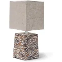 Aigostar Tischlampe aus Keramik E14 Tischleuchte Vintage Lampe für Nachttisch Beistelltisch Nachttischlampe Stoffschirm Retro Lustig