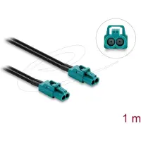 DeLOCK Kabel Mini FAKRA Z Buchse dual zu FAKRA Z Buchse dual, 1 m, Mini FAKRA Z dual, Mini FAKRA Z dual, Schwarz, Blau