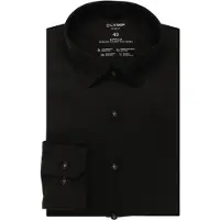 Olymp Businesshemd "No. Six 24/Seven super slim", Herren, Gr. 42, N-Gr, schwarz, Web, Obermaterial: 92% Baumwolle, 8% Elasthan, sehr schmal, Hemden Businesshemd, in bequemer Jersey-Qualität