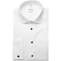 Seidensticker Smokinghemd , Herren, Gr. XL (43), normale Ärmellängen, weiß, 100% Baumwolle, unifarben, tailored fit, Doppelmanschette, Hemden Smokinghemd, Shaped 1/1 Kentkragen Uni
