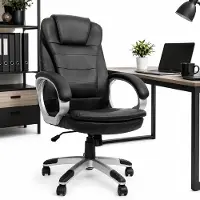 Mucola Chefsessel Schreibtischstuhl BüBraunuhl Kunstleder Computerstuhl 120 KG Drehstuhl Bürosessel Gaming Stuhl - Schwarz