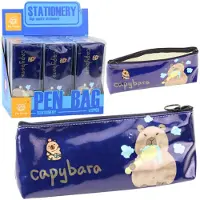 Lean LeanToys Federmäppchen für die Schule, Capybara, Zähneputzen, Marineblau, 20 x 8,5 x 4 cm