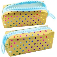 Lean LeanToys Federmäppchen/Organizer, bunte Punkte, groß, Reißverschluss, Goldfarben