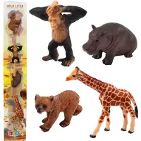 Lean Toys LeanToys Satz Mini-Figuren Wildtiere Schimpanse Giraffe 6-9Cm 4Stk