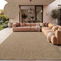 Paco Home Outdoor Teppich Wetterfest Balkon Wohnzimmer Boho Einfarbiges Muster Sisal Optik 80x150 cm