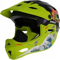 Kamikaze Kinnschutzhelm Ronin Wave Green M 2in1 mit abnehmbarem Kinnbügel für E-Scooter, MTB & Offroad