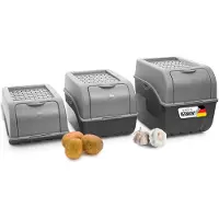 Novaliv Gemüseboxen Kartoffelboxen Vorratsbehälter 3,5l bis 9l (Grau, 1x Set 3,5l+5l+9l)