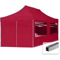 TOOLPORT 3x6m Aluminium Faltpavillon, inkl. 4 Seitenteile, rot