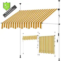 Mucola Klemmmarkise höhenverstellbar Balkon Markise ohne Bohren Sonnenmarkise Sonnenschutz Windschutz - Orange / Weiß mit LED 400 x 120 cm