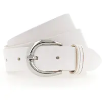 Tamaris Ledergürtel "Clara Silver", Damen, Gr. 110, weiß, Rindsleder, unifarben, Basic, Gürtel Ledergürtel, mit glänzender silberfarbener Schließe, unifarben, 3 cm breit