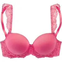 LASCANA Schalen-BH "Flora", Damen, Gr. 95, Cup C, pink, Microtouch, Obermaterial: 88% Polyamid, 12% Elasthan, BHs Schalen-BH, mit wunderschönen Spitzenträgern und edlem Glitzeraccessoire, Dessous