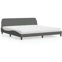 vidaXL Bett mit Matratze "Dover" Dunkelgrau 200x200 cm Stoff