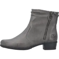 Rieker Damen Stiefelette Reißverschluss Blockabsatz Boot Y0741, Größe:38 EU, Farbe:Grau