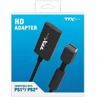 Retro-Bit TTX HD-Adapter für PS1/PS2 HDMI Konverter, 4:3/16:9 Umschalter, Plug & Play, ohne Input Lag