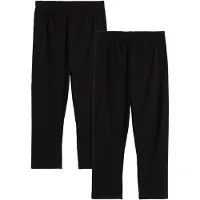 Bonprix Caprileggings , Mädchen, Gr. 128/134, N-Gr, schwarz, Obermaterial: 95% Baumwolle, 5% Elasthan, skinny fit, Hosen Caprileggings, aus Baumwoll-Mix, Skinny Fit, Capri-Länge, im 2er-Pack