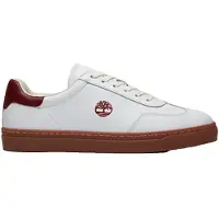 Timberland Sneaker "LISBON ESSENTIAL - LOW LACE UP SNEAKER", Herren, Gr. 41,5, Synthetik, weiß (weißfg w dkrot), Leder, Schuhe Sneaker