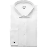 Seidensticker Smokinghemd , Herren, Gr. XL (43), verlängerte Ärmellängen, weiß, 100% Baumwolle, unifarben, tailored fit, Doppelmanschette, Hemden Smokinghemd, Gala Uni