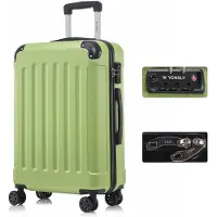 YONSLY Premium Reisekoffer TSA-Schloss,YKK-Reißverschluss Hartschalen-Koffer Trolley Kabinenkoffer Rollkoffer Suitcase Handgepäck (Früchte Grün, L)