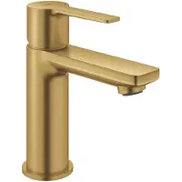 GROHE Einhebelmischer für Waschtisch, Lineare Serie, Größe XS - Abfluss mit Klick-Klack-Mechanismus - Cool Sunrise gebürstet - 23791GN0