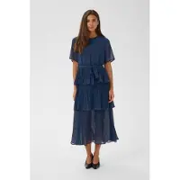 Culture Midikleid "Damen Kleid CUfika", Damen, Gr. S, N-Gr, blau (marineblaus), Obermaterial: 100% Polyester PES., Kleider Midikleid