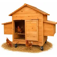 Mucola Hühnerstall inkl. 2 Nestboxen und Rampe Rollbar Hühnerhaus Geflügelstall Holz Huhn Gefügelstall Hühner Käfig Legeboxen Mobil