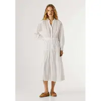 Pepe Jeans für Damen. PL9537781 Kleid Celeste weiß (L), Lässig, Baumwolle, Langarm