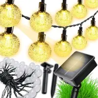 Retoo Solar Lichterkette Außen, 10 Meter, warmweiß, 3 Lichtmodi, 100 LEDs Kugeln, Ideal für Garten, Terrasse, Balkon -