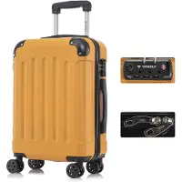 YONSLY Premium Reisekoffer TSA-Schloss,YKK-Reißverschluss Hartschalen-Koffer Trolley Kabinenkoffer Rollkoffer Suitcase Handgepäck (Orange, M)
