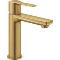 GROHE Einhebelmischer für Waschtisch, Lineare Serie, Größe S - Abfluss mit Klick-Klack-Mechanismus - Cool Sunrise gebürstet - 23106GN0