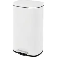 Songmics Mülleimer für die Küche | 30 L Abfalleimer mit Pedal Treteimer mit Inneneimer aus Kunststoff geruchsdicht und hygienisch weiß LTB03WT