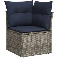 vidaXL 10-tlg. Garten-Sofagarnitur mit Kissen Grau Poly Rattan